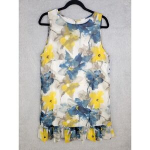 Emery Rose Women's Sleeveless Shift Dress XL Floral Print Ruffle Hem Multicolor